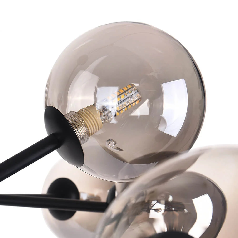 Chandelier 15 Glass Globes Adjustable Height & Sloped Ceiling Compatible