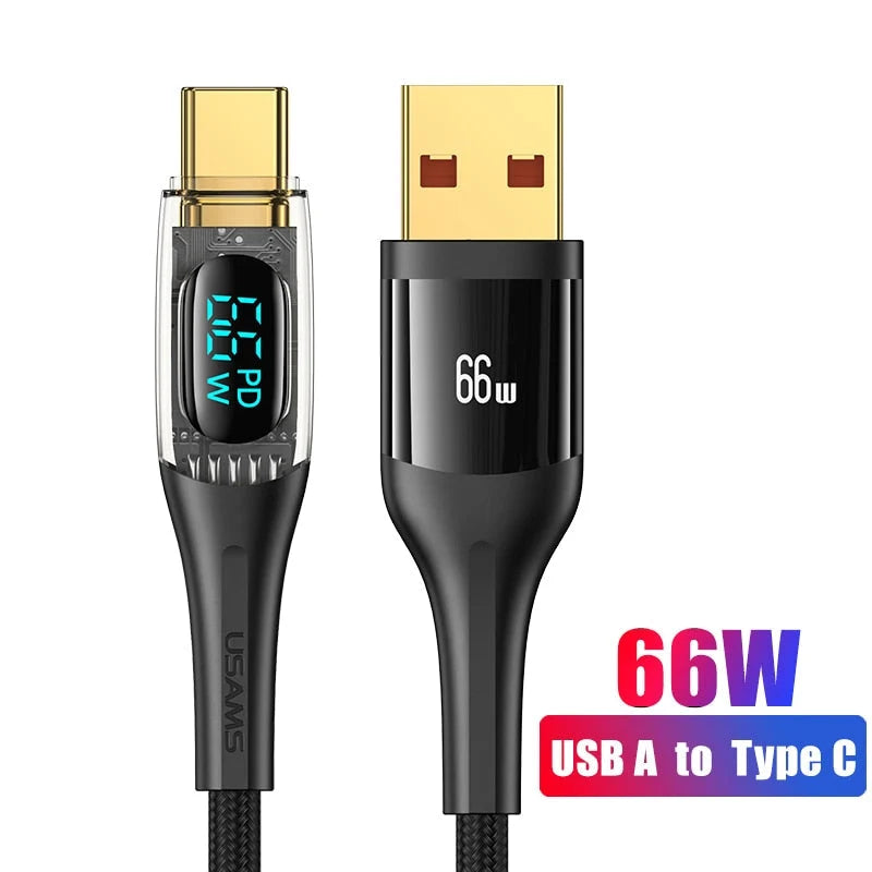 Charging Cable USB-C LED Power Display Fast Charging