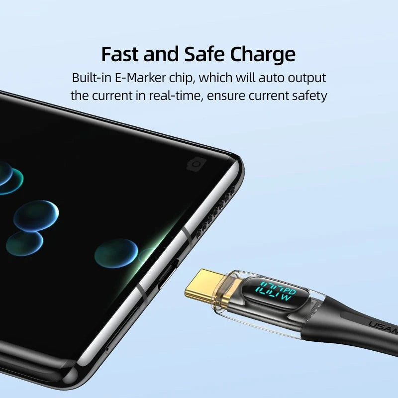 Charging Cable USB-C LED Power Display Fast Charging