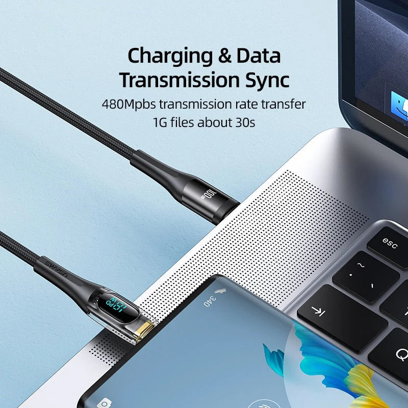 Charging Cable USB-C LED Power Display Fast Charging