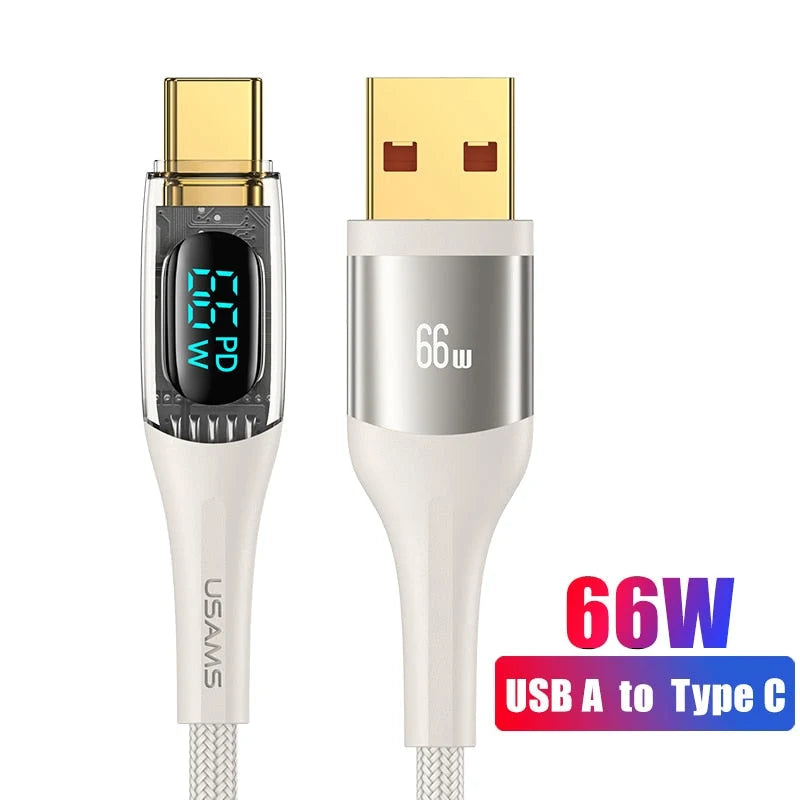 Charging Cable USB-C LED Power Display Fast Charging