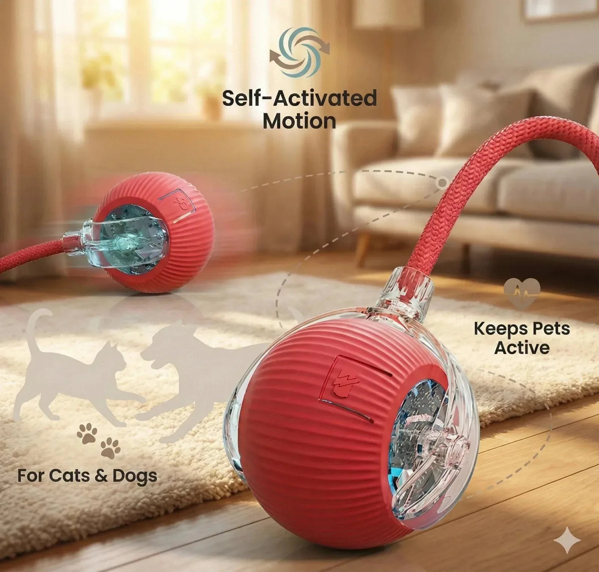 Chase Ball Motion-Activated Light-Up USB Rechargeable