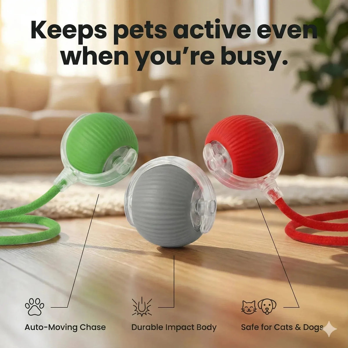 Chase Ball Motion-Activated Light-Up USB Rechargeable