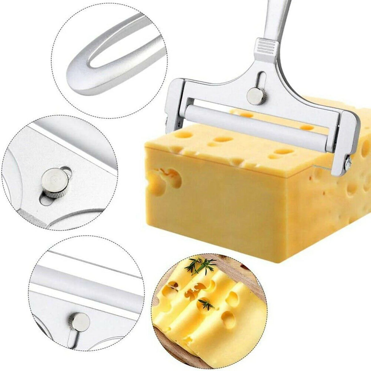 Cheese Slicer Adjustable Thickness Replaceable Wire