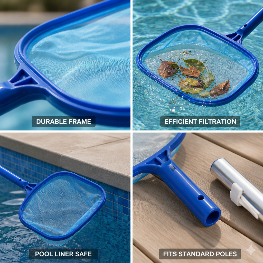 Chemical-Resistant Fine Mesh Pool Skimmer Net (Fits 1-1/4 in Pole)