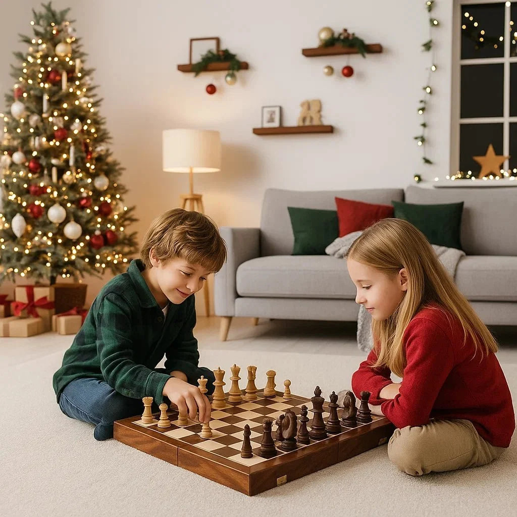 Chess Set Solid Walnut Folding Board