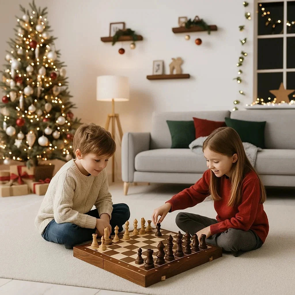 Chess Set Solid Walnut Folding Board