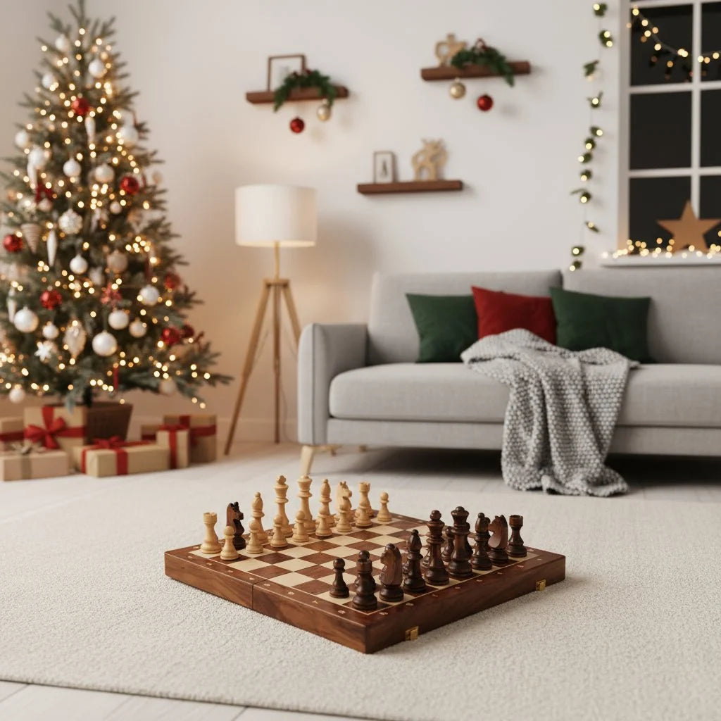 Chess Set Solid Walnut Folding Board