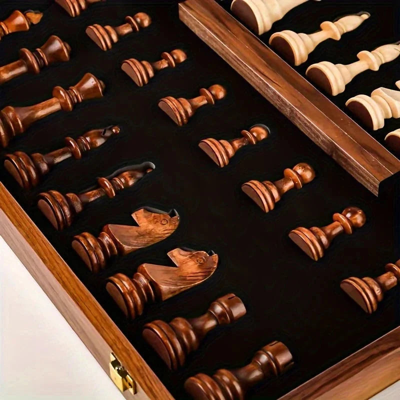 Chess Set Solid Wood Fixed Board 34 Pieces