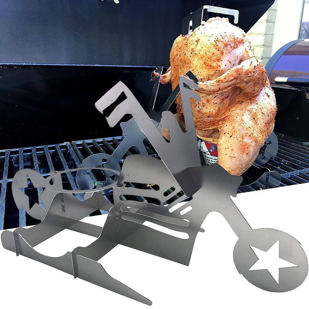 Chicken Grill Stand Stainless Steel Motorcycle Design