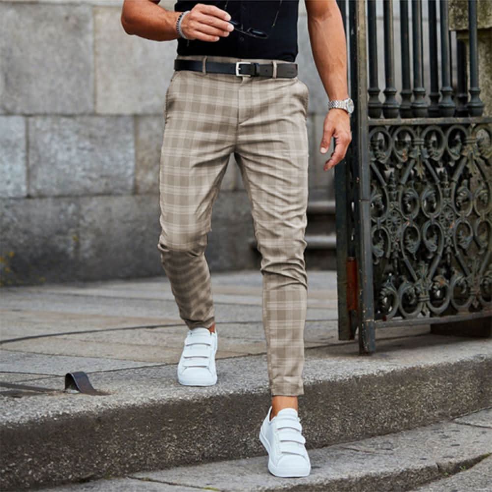 Chino Pants Checked Slim Fit Stretch Fabric