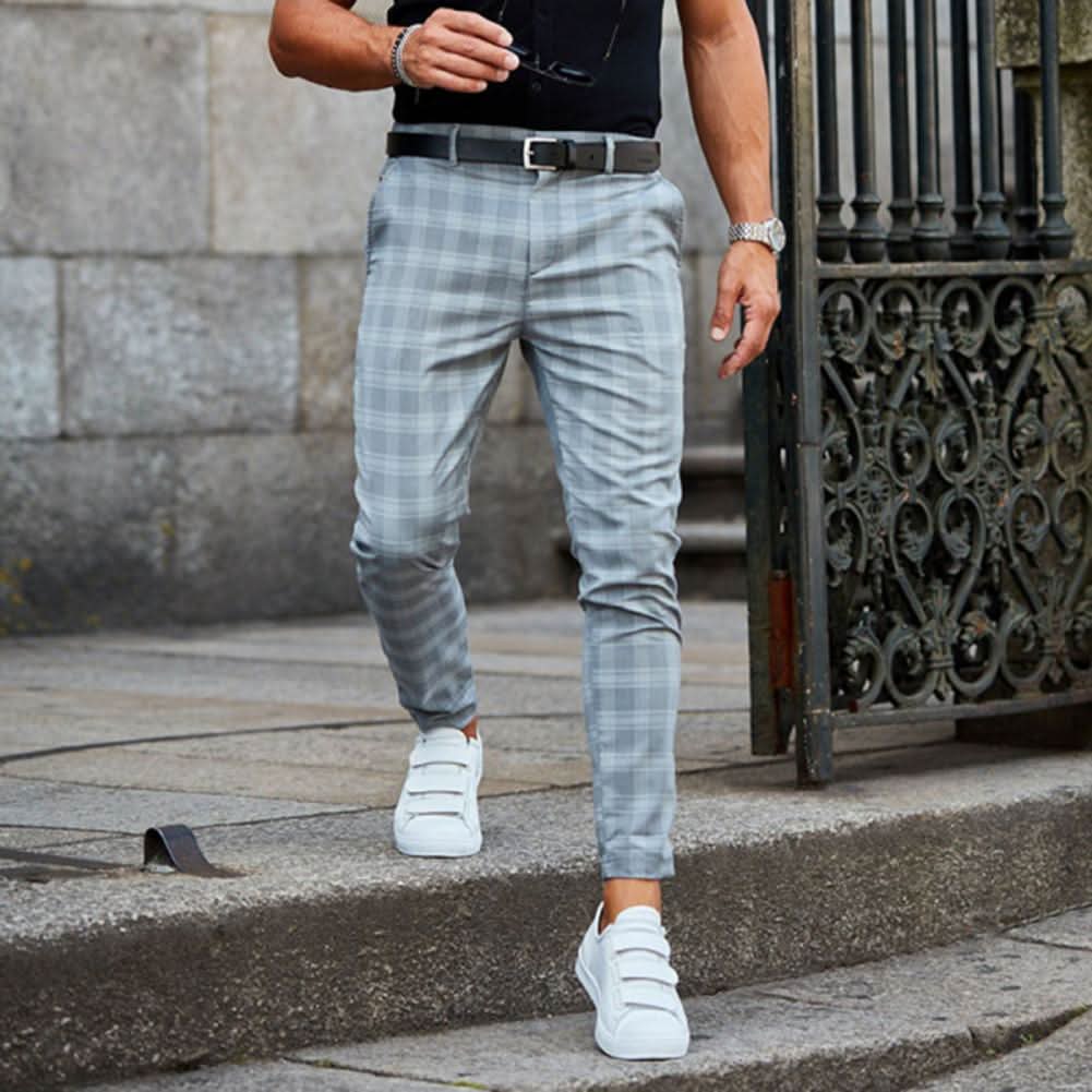 Chino Pants Checked Slim Fit Stretch Fabric