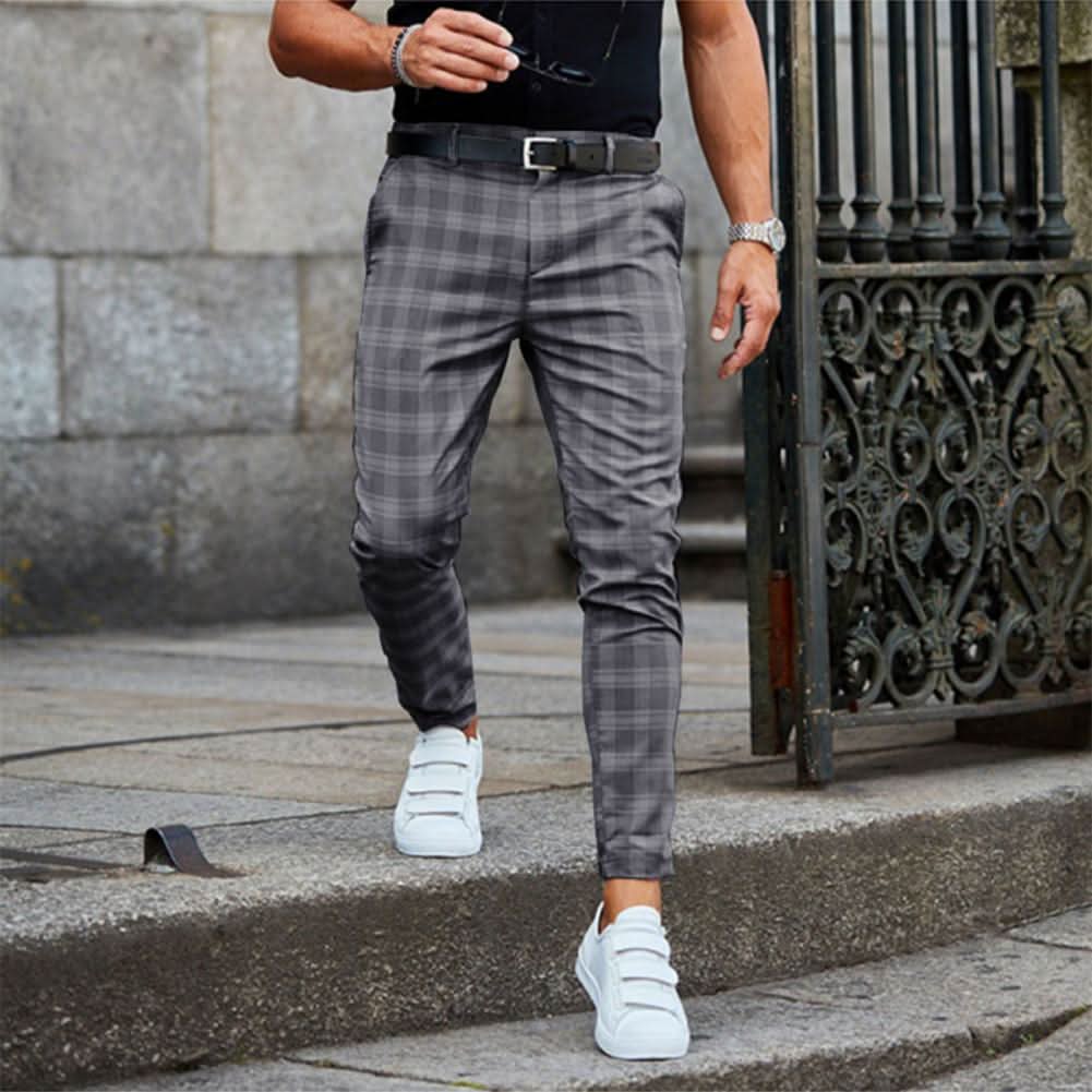 Chino Pants Checked Slim Fit Stretch Fabric