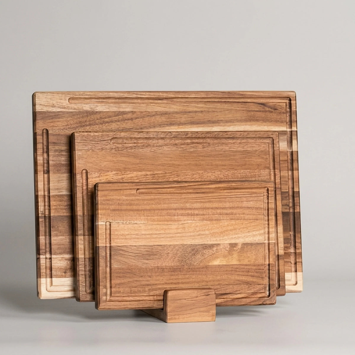 Chopping Board Set Juice Grooves Wooden Stand