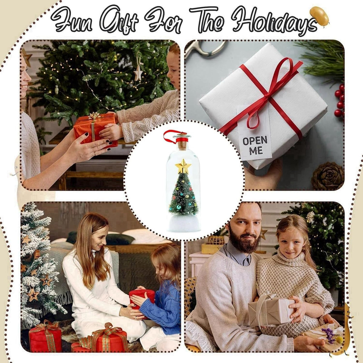 Christmas Bottle Ornament Recordable Voice Message Snowy Tree Scene