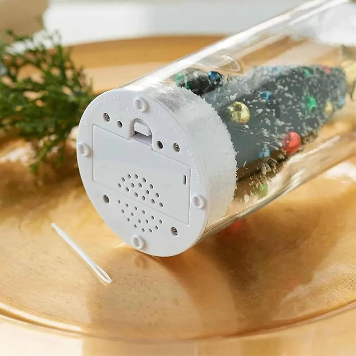 Christmas Bottle Ornament Recordable Voice Message Snowy Tree Scene