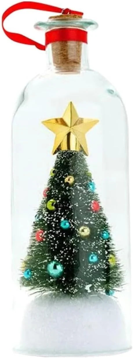 Christmas Bottle Ornament Recordable Voice Message Snowy Tree Scene