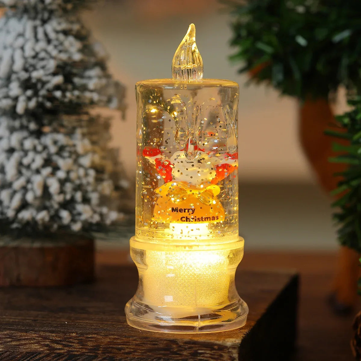 Christmas Candle Figurine LED Warm Glow Battery Free