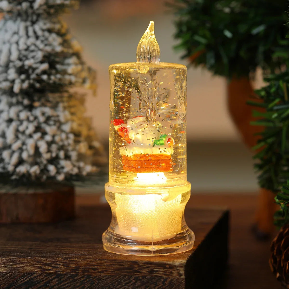 Christmas Candle Figurine LED Warm Glow Battery Free