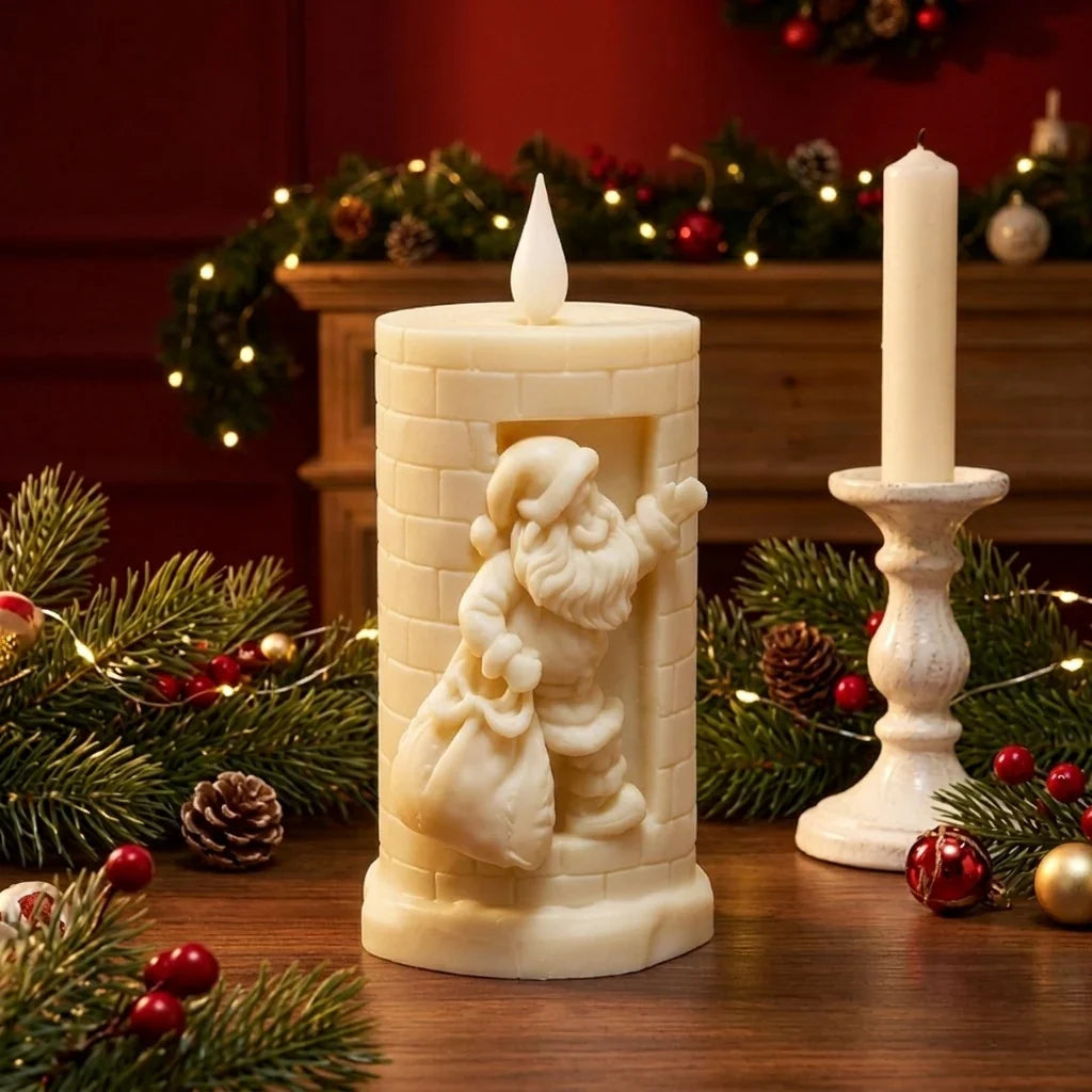 Christmas Candle Santa Motif Fine Wax & Even Burn