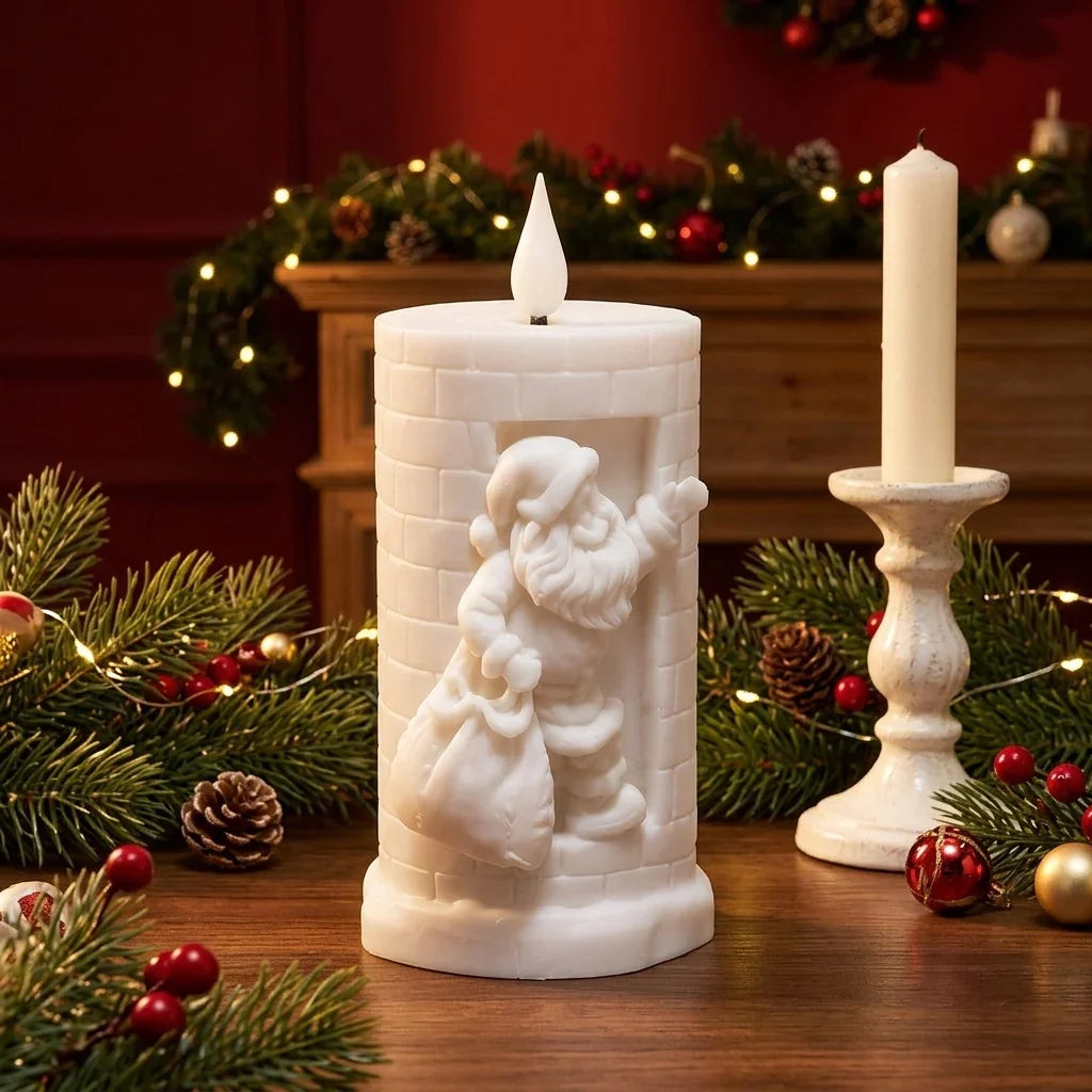 Christmas Candle Santa Motif Fine Wax & Even Burn