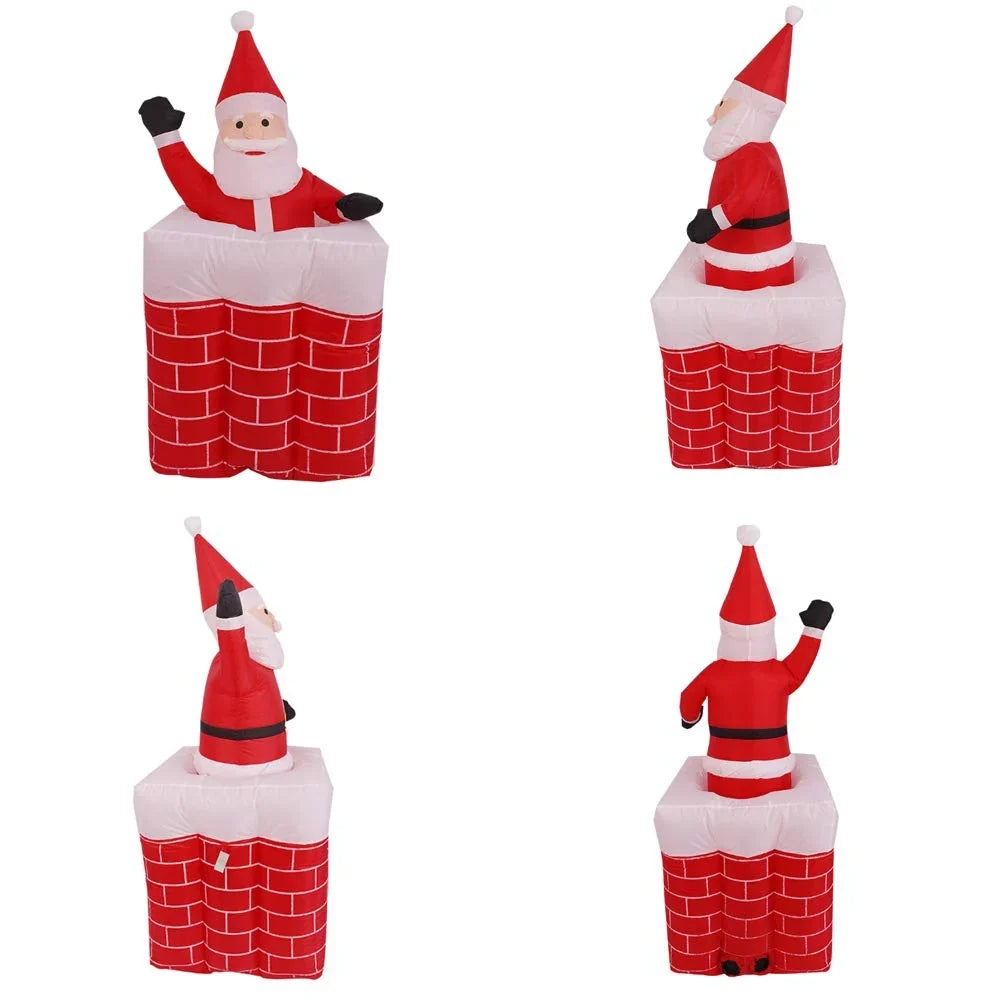 Christmas Decoration Santa Peeking Red Chimney Weather-Resistant