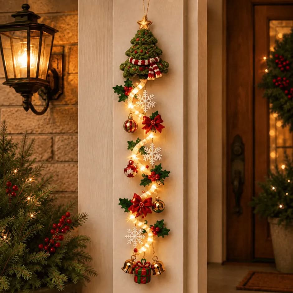 Christmas Door Decoration Illuminated Flat 2D Design 47.2 Inch
