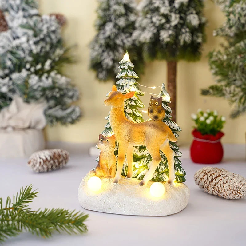 Christmas Figurine LED-Lit Polyresin Stag