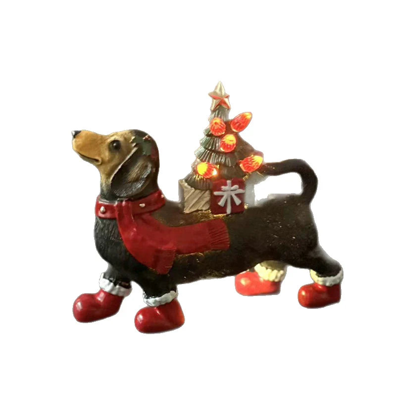 Christmas Figurine Santa & Dog Durable Plastic
