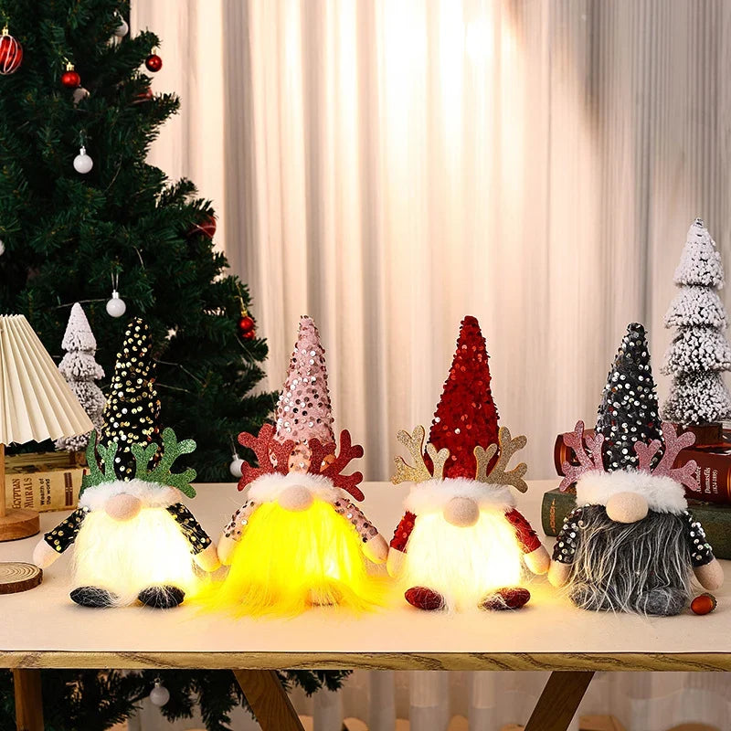 Christmas Gnome LED Illuminated Glitter Hat & Furry Beard