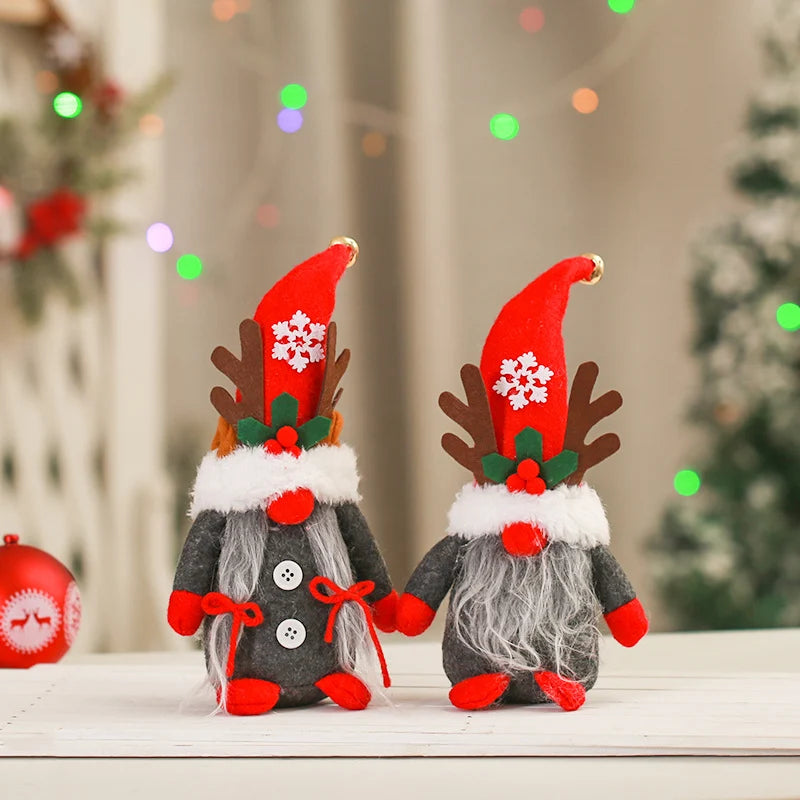 Christmas Gnome Santa Hat & Antlers Faux Fur Collar