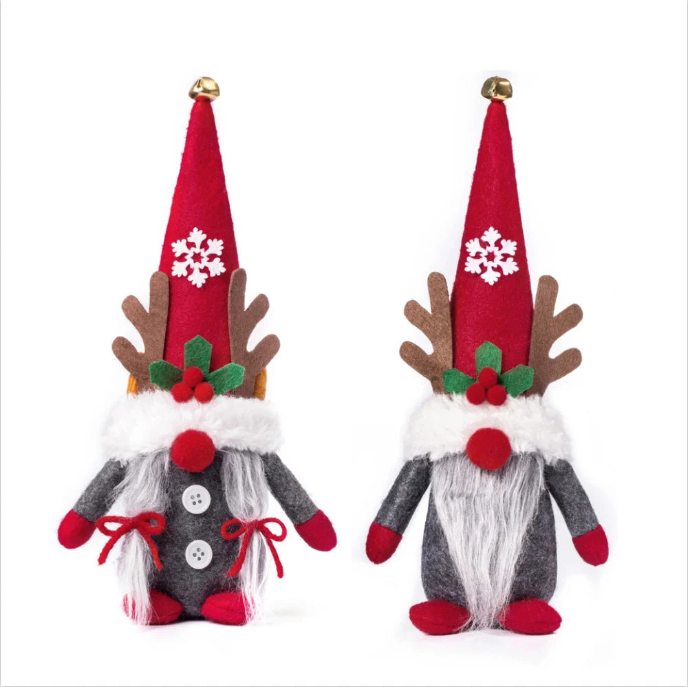 Christmas Gnome Santa Hat & Antlers Faux Fur Collar
