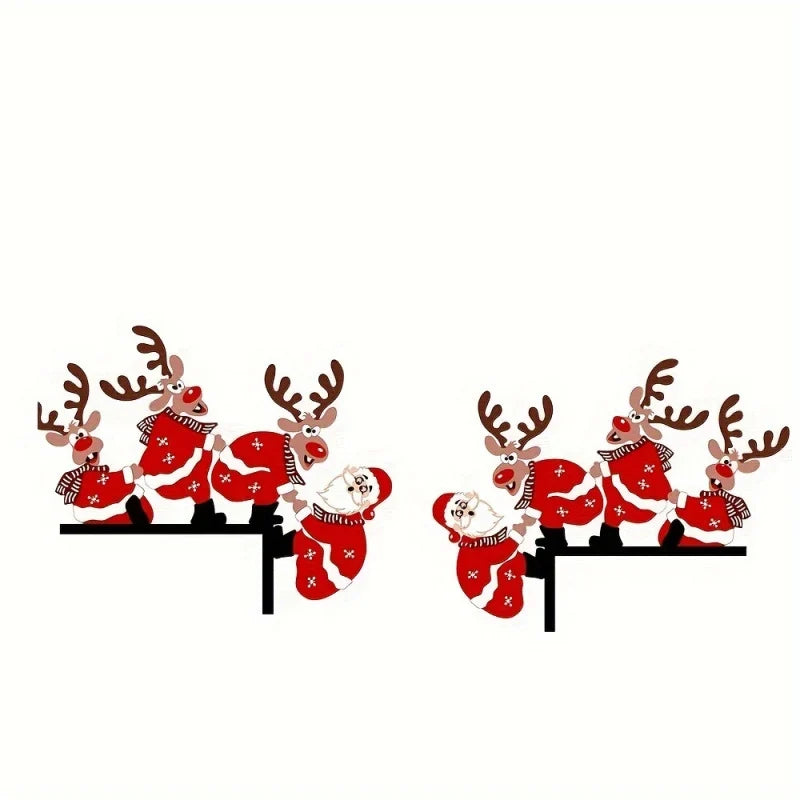 Christmas Hanging Decor Santa & Reindeer Easy To Hang