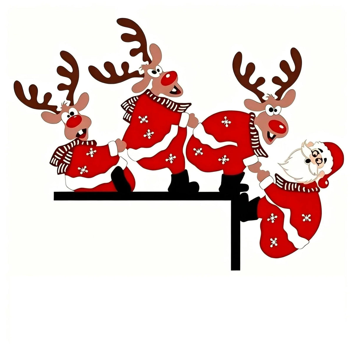 Christmas Hanging Decor Santa & Reindeer Easy To Hang