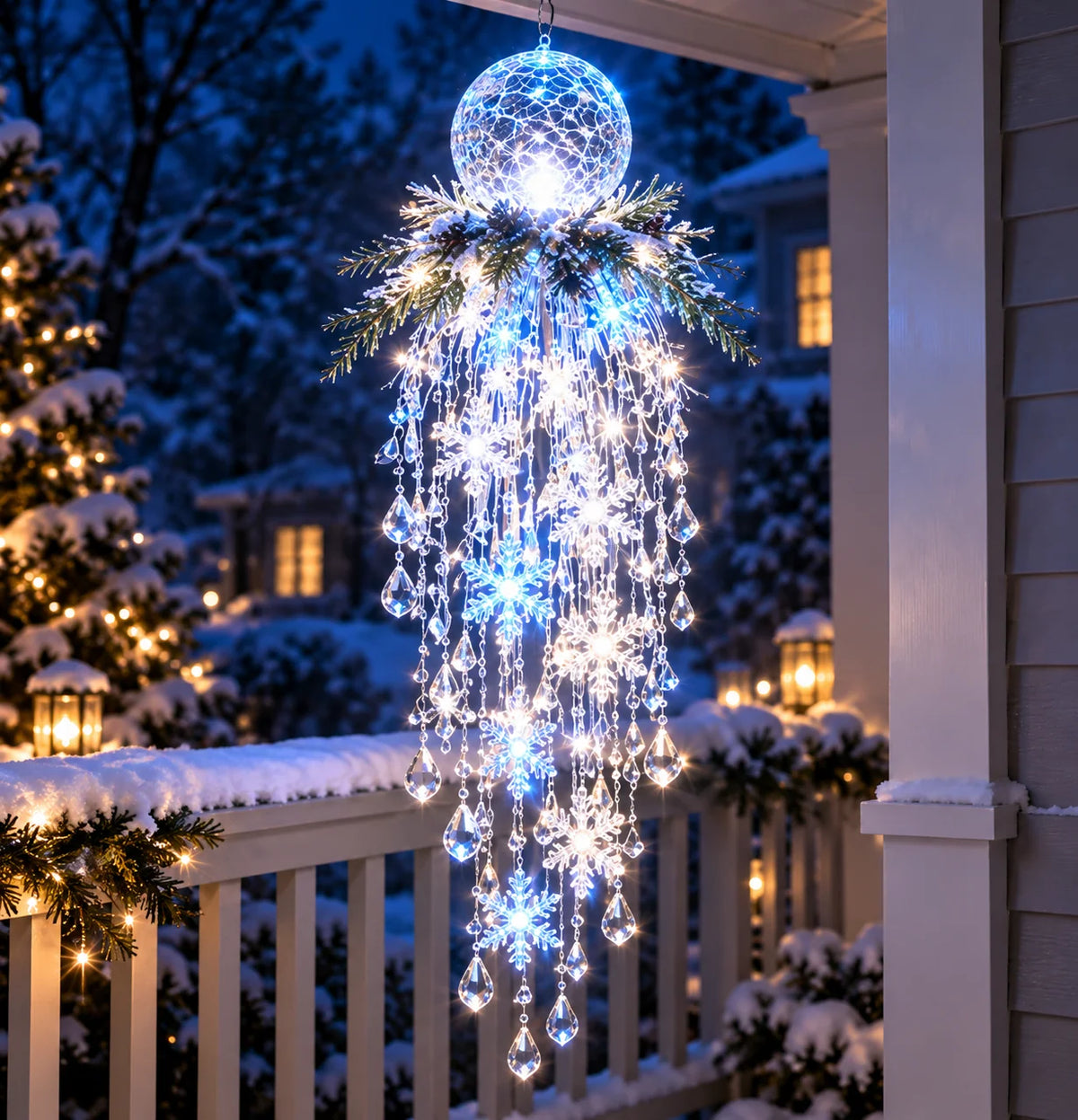 Christmas Hanging Light Cascading LED Crystal Drops