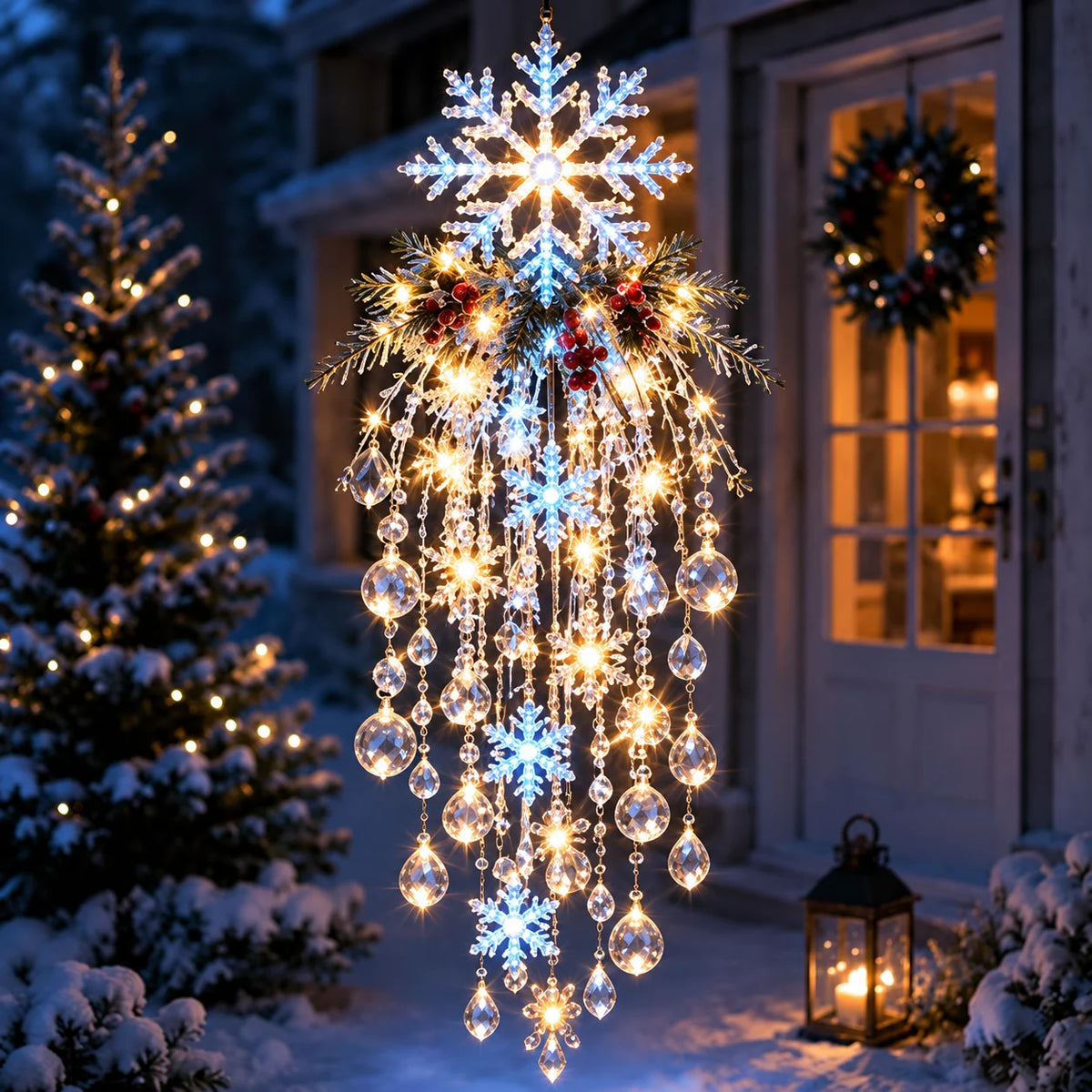 Christmas Hanging Light Cascading LED Crystal Drops