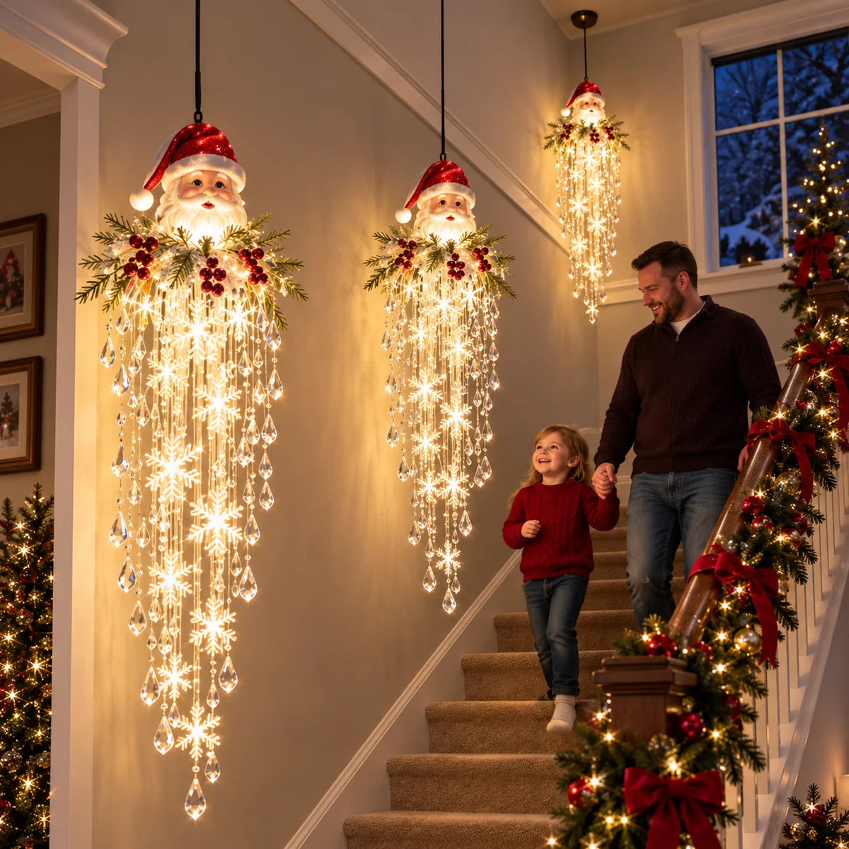 Christmas Hanging Light Cascading LED Crystal Drops