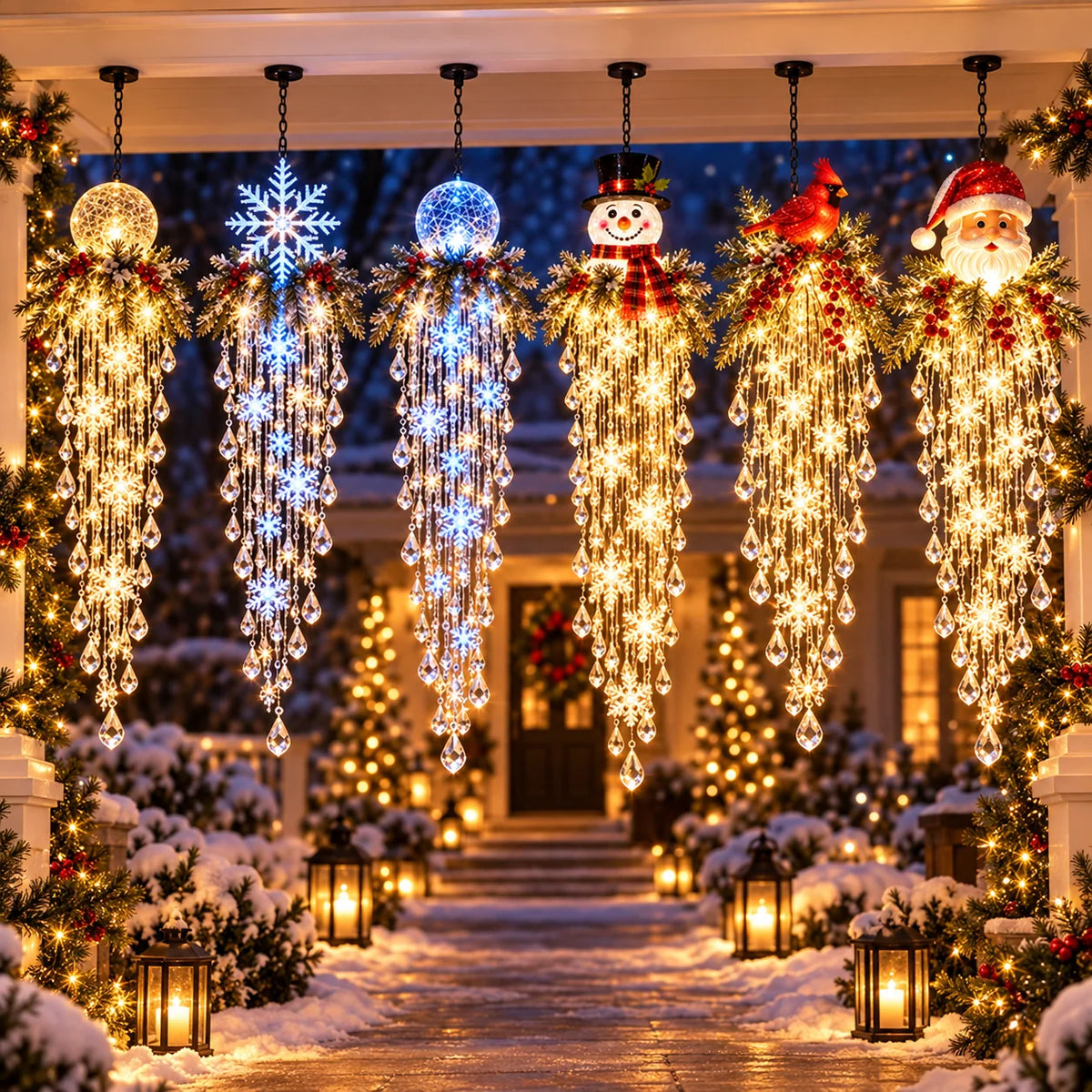 Christmas Hanging Light Cascading LED Crystal Drops