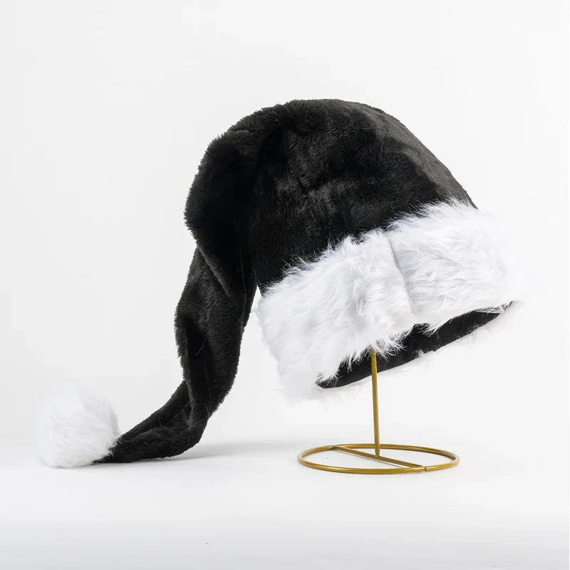 Christmas Hat Plush Lined Faux Fur Trim Built-In LED