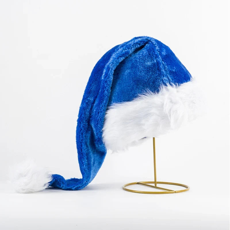 Christmas Hat Plush Lined Faux Fur Trim Built-In LED