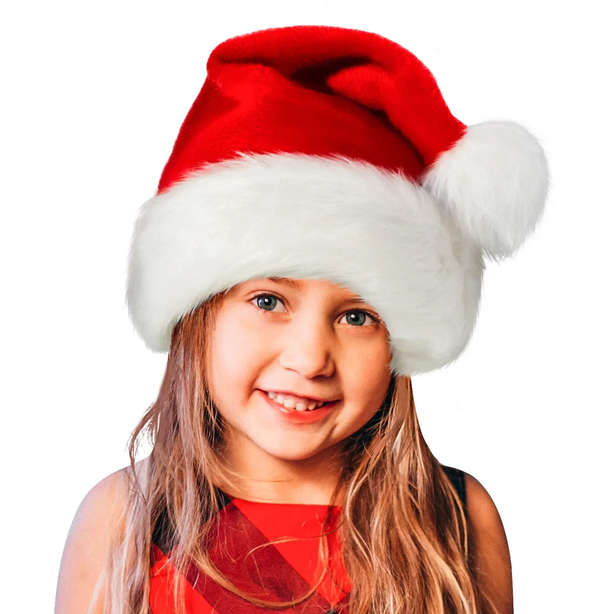 Christmas Hat Soft Plush Faux Fur Trim One Size