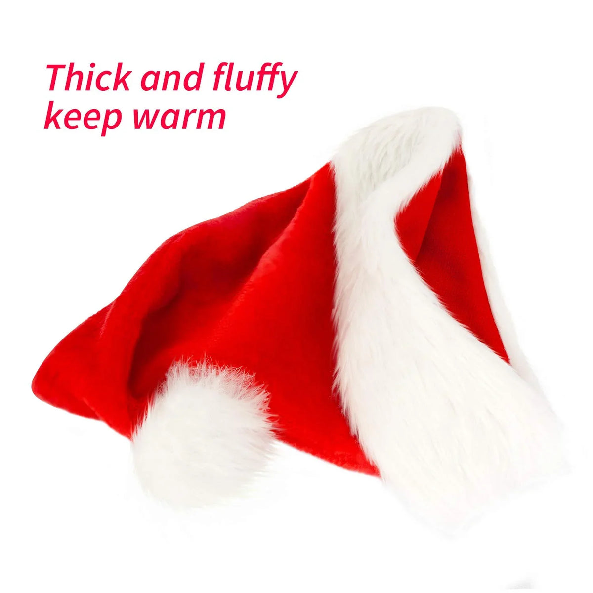 Christmas Hat Soft Plush Faux Fur Trim One Size