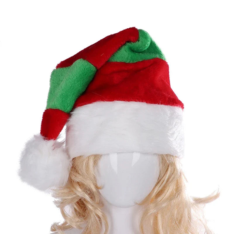 Christmas Hat Soft Plush Trim Flexible Fit