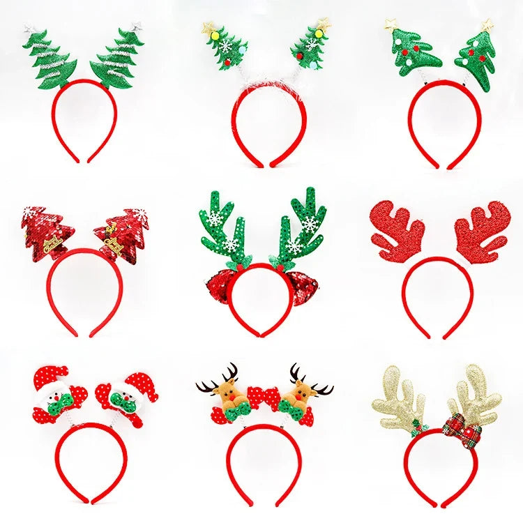Christmas Headband Santa Figurines Sparkling Accents Comfortable Fit