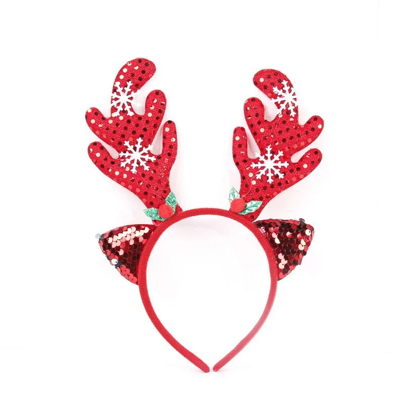 Christmas Headband Santa Figurines Sparkling Accents Comfortable Fit