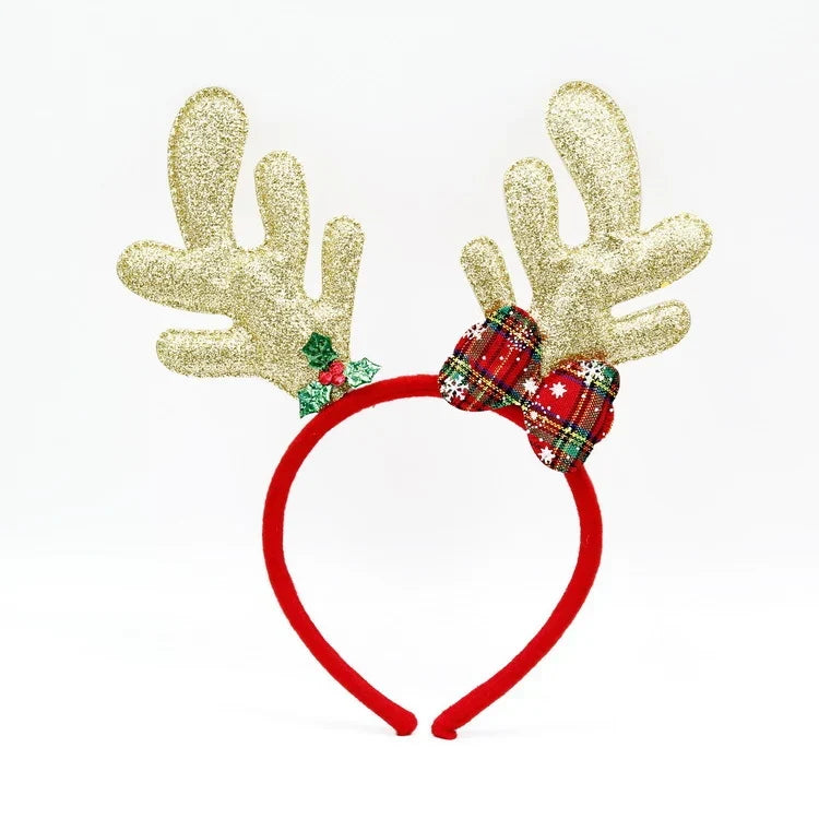 Christmas Headband Santa Figurines Sparkling Accents Comfortable Fit