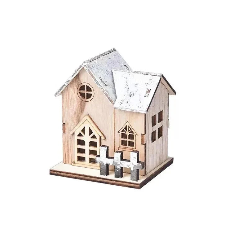 Christmas House Wooden Snow-Effect Tabletop