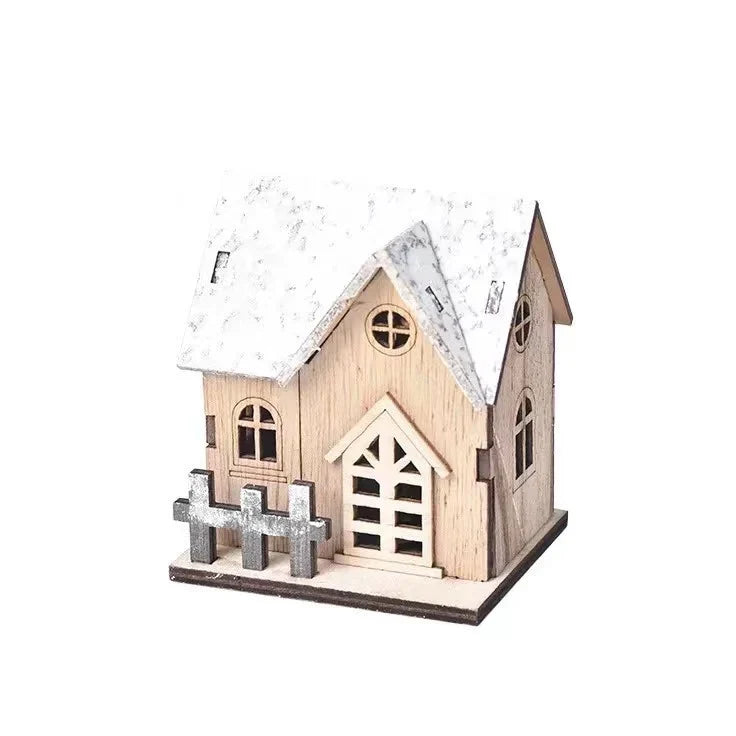 Christmas House Wooden Snow-Effect Tabletop