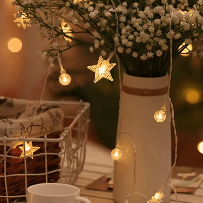 Christmas LED String Lights Battery-Powered Seasonal Designs