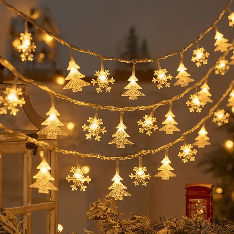 Christmas LED String Lights Battery-Powered Seasonal Designs